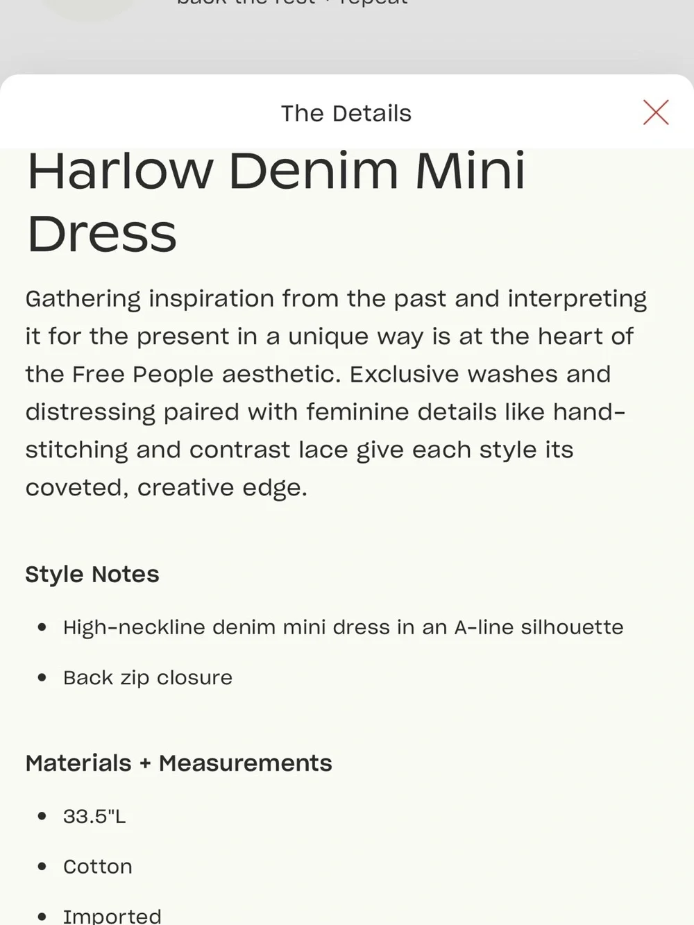 Free People Harlow Denim Mini Dress Size M Casual Cute Summer - Picture 3 of 3